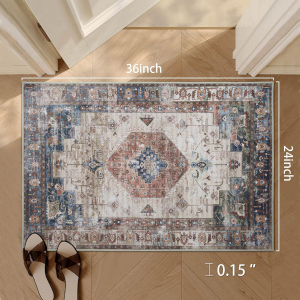 VIKAMA Retro Bohemian Door Mat Easy to Clean Machine Washable Entrance Bedroom Entrance Door Decorative Carpet