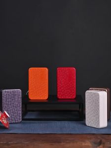 Rectangular Wavy Pattern Metal Storage Tea Box Small Portable Tin Biscuit Packaging Box Home Desktop Tea Organizer Case〔DD329〕