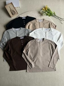 Xanvas | Áo Thun Dài Tay Cổ Henry Cơ Bản Dễ Phối Mùa Thu Đông