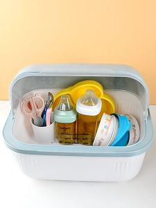 Baby Feeding Bottle Storage Box Large Size Baby Tableware Portable Draining  with Lid Dustproof and Resistant Tableware Cupboards Container