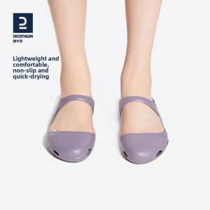 Decathlon Womens Sandals Slip-On Soft Bottom Jelly Shoes Breathable Beach Shoes Outdoor Wear Resin Material Flat Heel
