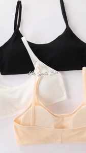 Kids Sports Bra Cotton Cotton Blend with Elastic Straps Plain Colors for Girls 7-14 Years Old