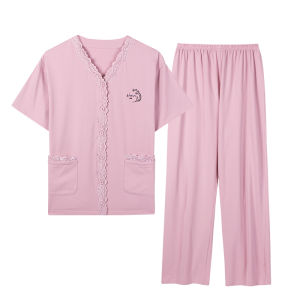 MiiOW | ชุดนอนผ้าไหมคอตตอนน่ารักสำหรับผู้หญิง MiiOW ฤดูร้อน 2025 ชุดกระโปรงสั้นแขนสั้น กางเกงขายาว ชุดอยู่บ้านฤดูใบไม้ผลิและฤดูใบไม้ร่วง