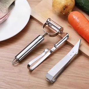 304 thép không gỉ Dao gọt ba bộ chi tiết nhà bếp đa chức năng trái cây vắt tay hộ gia đình Dao gọt vỏ khoai tây táo