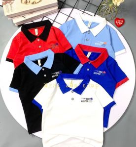 Áo thun ngắn tay cổ trụ bé trai chất liệu cotton 100% co giản 4 chiều mềm min mát cho bé 10-37kg