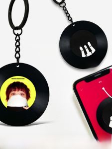 Creative Gift Keychain Black Vinyl Record Song Playing Power New Song HomeSweetHome NFC Keychain Plastic Material