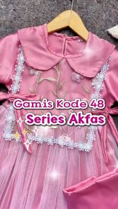 AKFAS - Baju Gamis Anak Perempuan mewah brokat bordir Free Hijab 1-9 th Baju pesta anak