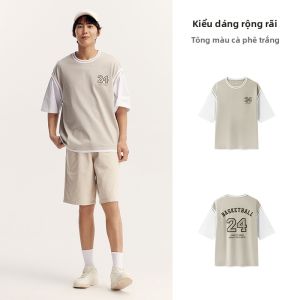Semir | Áo Thun Nam Tay Ngắn In Hình Kiểu 2 Mảnh Dáng Rộng Phối Màu Thời Thượng