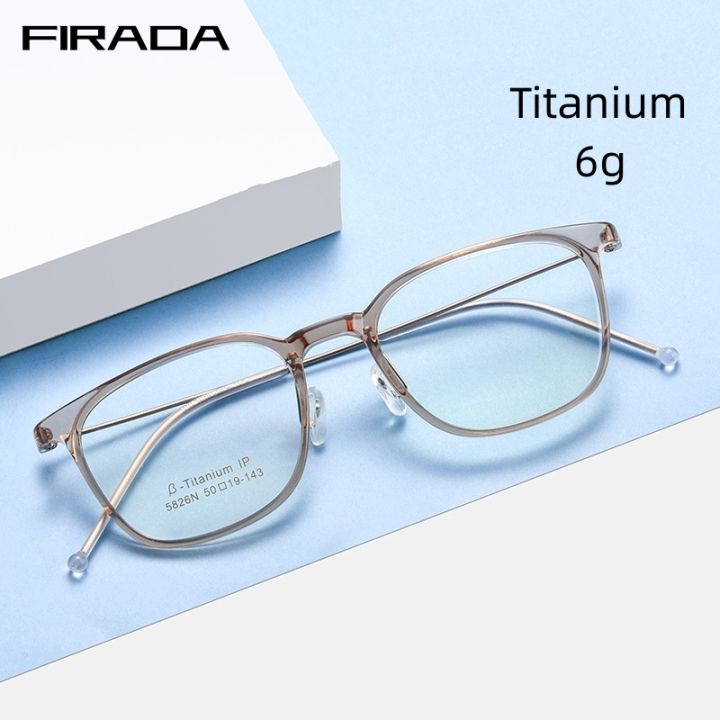 FIRADA Transparent Fashion Eyeglasses men's Retro Luxury Titanium ...