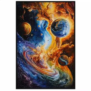 Tranh vũ trụ trừu tượng. Tranh treo tường dán tường sơn dầu canvas trang trí. CGI-1516