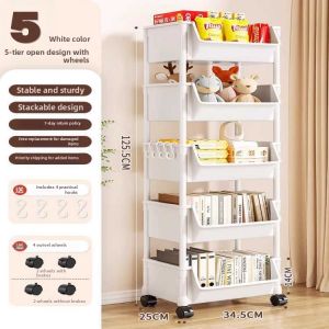 Mobile Snack and Book Storage Cart Multi-level