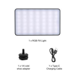 PULUZ | PULUZ Mini Pocket Light 140 LEDs RGB Full Color Fill Light Cold Shoe Mount Handheld Photography Lighting &Type-C 3000mAh Battery