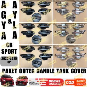 Paket Outer Handle Tank Cover Agya Ayla 2023 2024 2025 GR SPORT Sporty Hitam Chrome