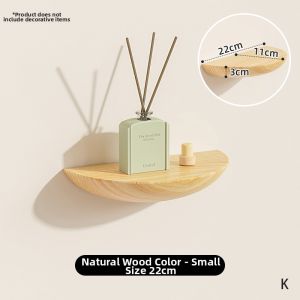 MAIYUQI | Hole-free Round Wood Wall Shelf Decorative Nordic Style