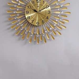 HOL 38X38 cm European Style Peacock 3D Wall Clock Metal Wall Art Home Decor