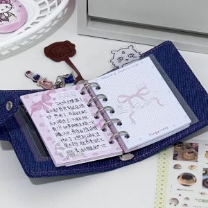 Trang Giấy Kế Toán Dễ Thương Hellokitty Denim INS Student High Value Pocket Notebook Laminated Pages Đánh Dấu Trang Giấy Kế Toán