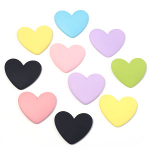 10pcs 33x36mm Flatback Resin Heart Cabochon Colorful Love Heart Cabochon For DIY Crafts Scrapbook Headwear Decor Accessories
