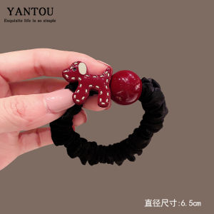 Cute Little Dog Hair Ties Versatile Red Fashionable Leather Headbands Womens Hair Accessories for Ponytails  out New Model