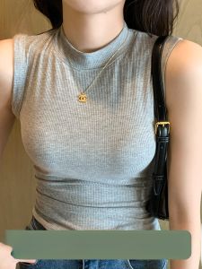 MiiOW | Áo vest màu xám ôm vừa vặn mùa hè cho nữ cổ tròn không tay dây đeo vai rộng Áo khoác ngoài không tay áo lót