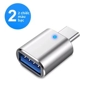 Bộ Chuyển Đổi 2 Chiếc NNBILI USB 3.0 OTG Type-C Sang USB A Cho Macbook Samsung Xiaomi Huawei Đầu Nối Type C OTG LED Truyền Dữ Liệu