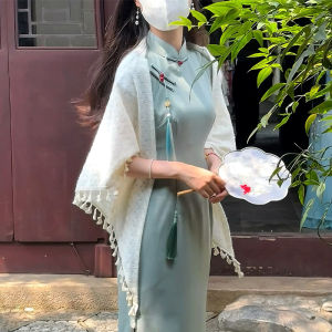 Áo Len Tua Rua Thanh Lịch Kiểu Dáng Mới Theo Bộ Quần Áo Kiểu Trung Hoa Thanh Lịch Bằng Lệt Hương Mặc Ngoài Trời Đa Năng Charnvet Dây Đeo Tai 3 Tuổi Tương Thích