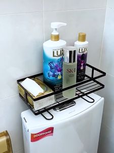 Kệ Sắt Gài Trên Nắp Toilet Bồn Cầu Để Đồ Sơn Tĩnh Điện Đen Không Gỉ - Giá Chữ Nhật Có Chân Gác Để Gọn Đồ Nhà Tắm Đa Năng