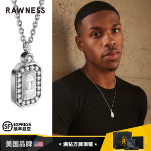 Rawness Full Drill Square Pendant Necklace Mens Moissanite Sweater Chain American Niche Design Titanium Steel Fashion Jewelry