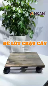 Đế Lót Chậu Cây Có Bánh Xe ANKAN Đế Để Chậu Cây Kệ Giá Đỡ Chậu Hoa Cây Cảnh Màu Hạt Dẻ R35 Cm Tải 60kg