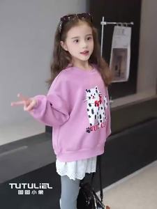 Áo Thun Tay Dài Có Mũ Trùm Đầu Phong Cách Hàn Quốc Cho Bé Gái