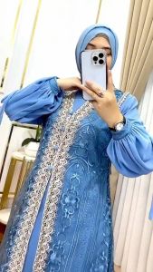 Naura Dress Ceruty Mix Outer Brukat Gamis Wanita Terbaru 2024 Viral Dress Kondangan Wanita Elegan