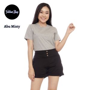 Kaos Polos Wanita Slim Fit Oneck Lengan Pendek Bahan Katun Combed 30s Abu Misty