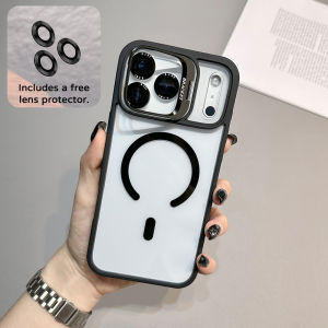 Luxury Magnetic Shockproof Bracket Phone Case For iPhone 17 Pro Max 16 15 13 14 12 11 17promax Magsafe Len Protector Cover Funda
