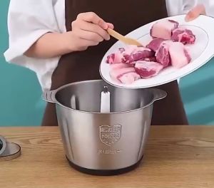 Chopper Blender Elektrik Stainless Steel Meat Mincer Daging Penggiling Fruit Veg Chopper Grinder 2Liter