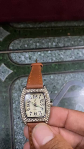 đồng hồ nữ đính đá dây da máy nhật