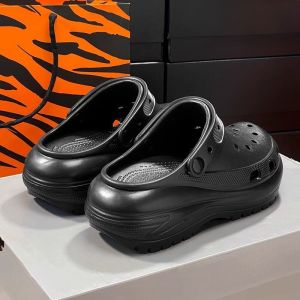 Womens Summer Outdoor Wear 2024 New Hole Shoe Thick Bottom Heightening Anti-Slip Anti-Odor Beach Head Cover Sandals