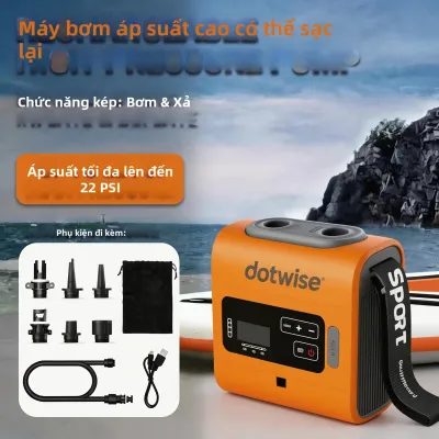 Bơm Hơi Điện Dotwise 22PSI Máy Bơm Hơi/thoát Khí Di Động Cho Ván Chèo SUP Thuyền Kayak Lều Hơi Thảm Hơi Thuyền - Dụng Cụ Ngoài Trời
