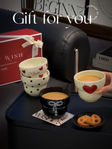 French ceramic handheld coffee cup gift box set perfect for housewarming engagement and wedding gifts a high-end present