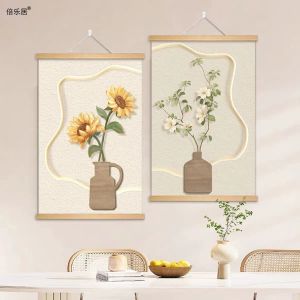 French Cream Style Restaurant Decorative Painting Floral Green Plant Living Room Background Wall Art Healing Log Bedroom Painting