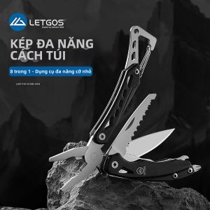 LETGOS 8 Trong 1 Micro Multitools Mini Di Động Kìm EDC Dao Bỏ Túi Bộ Tua Vít Thép Không Gỉ Ngoài Trời Dụng Cụ Với Túi Nylon