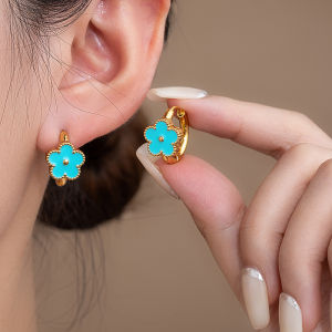 ENSHIR 316L Stainless Steel Enamel Butterfly Flower Hoop Earrings For Women Vintage French Elegant Glamorous Jewelry Wholesale