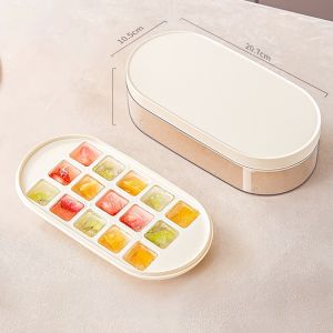 Food Grade Mini Ice Tray with Lid Household Refrigerator Ice Cube Maker Press Button Kitchen Cooking Utensils Ice Mold Tray