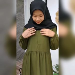 Dress Firda Susun Wolfis Simple Susun Size M L XL Termurah | Gamis Susun Tali Samping Wolfis Premium Grade A