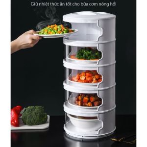 Lồng Bàn 5 Tầng Giữ Nhiệt Chống Bụi Bẩn Côn Trùng Thế Hệ Mới 2022 dễ dàng tháo lắp lau chùi