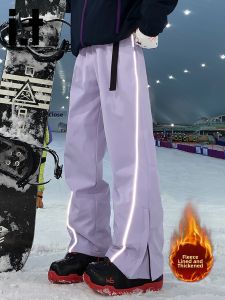 izzue | Purple Dopamine Reflective Fleece-Lined Mens Deconstructed Ski Cargo Pants
