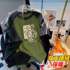 Áo Thun Dài Tay Dày Lót Lông Cừu Dày Dặn Thường Ngày Mùa Thu Đông Cho Nam Áo Thun Cotton Pha Trộn Thời Trang Thoải Mái