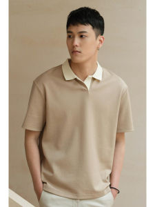 Áo Thun Polo Cổ Polo Tay Ngắn Dệt Kim Mùa Hè Thoáng Khí Mát Mẻ Cho Nam Dáng Rộng Màu Trơn Thường Ngày