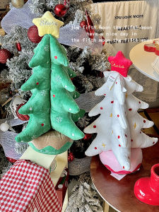 FifthMoon Soft Christmas Tree Shaped Pillow Decorative Atmosphere Ornaments Plushie Cushion Home Decor Crystal Velvet Material