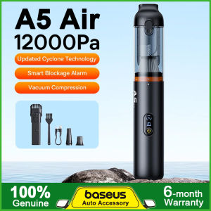 Baseus A5 Air Car Vacuum Cleaner 12000Pa Suction Wireless Portable Cleaner with Smart Blockage Alarm for Car Vehicle Cleaning