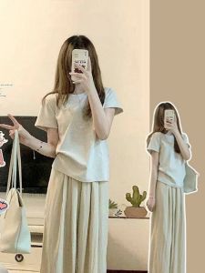 Retro American Printed Cotton T-Shirt Women Summer Loose Casual Slimming Short Sleeve round Neck Top Comfortable Commute Style