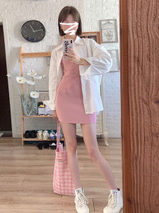 Homecore | New for 2026 Fall Pink Body-Conforming Cinched Waist Slip Dress